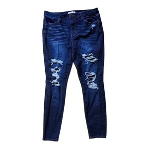 Dark Blue Distressed High Rise Jeggings